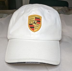 Porsche Design Driver's Selection Crest Cap Hat White with Metal Tuck-in Buckle